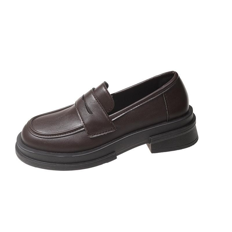 Japanese Small Leather Shoes Women's Spring New British Style Black Platform Loafers Retro