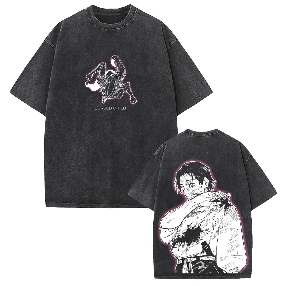 Anime Jujutsu Kaisen Okkotsu Yuta Graphic T Shirt Men Women Washed Cotton Tshirts Vintage Casual Loose Clothing Harajuku T-shirt