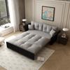 190 Cm Queen-Size Pull-Out Sofa, 3-in-1 Convertible Sofa Bed with Tufting and 2 Soft Cushions, Multifunctional Velvet Sofa Bed, Light Grey