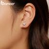 Cercei cu zirconiu cu inimă strălucitoare din argint Sterling 925 BAMOER Cercei simpli Little Love pentru femei Bijuterii fine