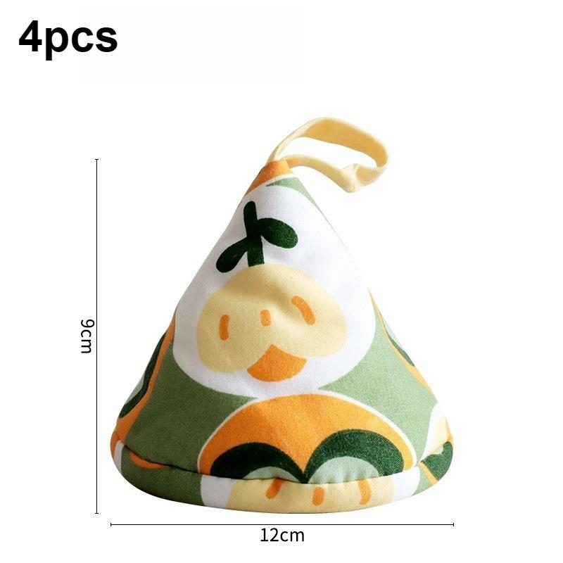 4pcs Floral Print Pot Lid Handle Covers Heat Resistant Pan Cap Anti Scald Kitchen Handheld Insulation Pads
