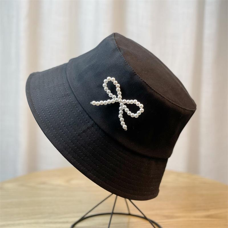 

Spring And Summer Gentle Fresh Bow Sunscreen Basin Hat Shade Lady Fisherman Hat чорний