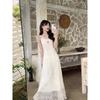Spot French embroidered lace suspender dress women's summer high-end temperament first love seaside vacation beach dress