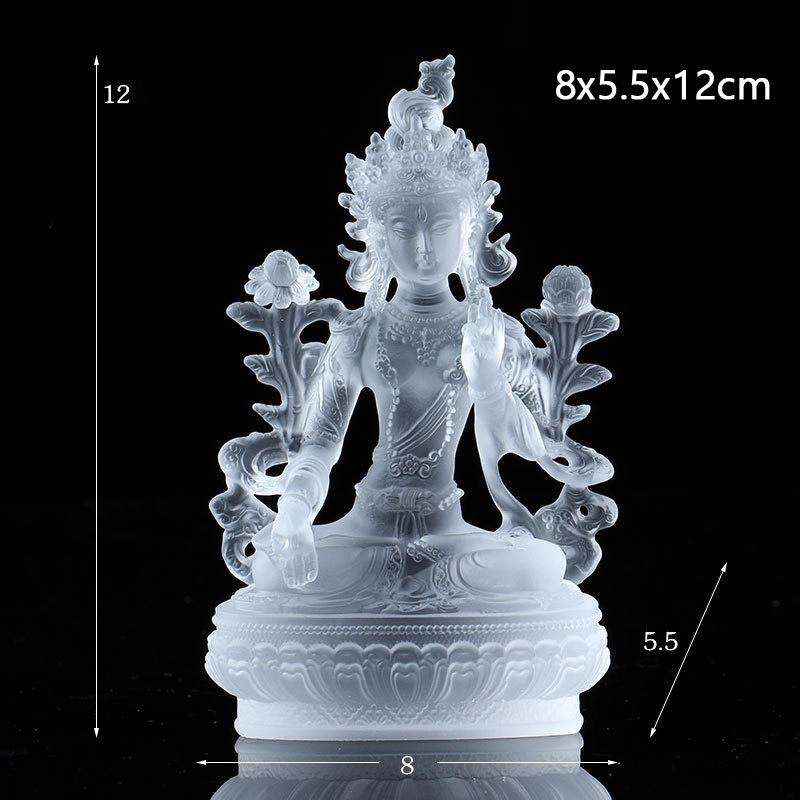 

Coloured Glaze Mini Buddha Sculpture, Small Buddha Statue, Green Tara Bodhisattva, Amyokitesvara Incarnation Painted Buddha, 1Pc