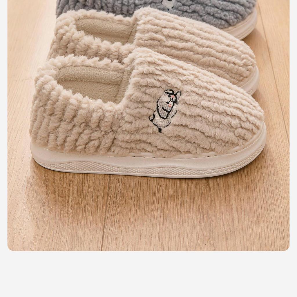 Men's and Women's Winter Cotton Slippers, Fully Enclosed Heel, Thick Sole, Indoor/Outdoor Use, Flat Bottom, Couple's Style