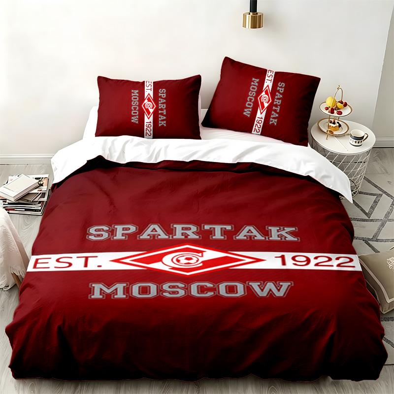 FC Spartak Moskau 3-teiliges Set Perfekt für das Schlafzimmer Bequemes Bettwäsche-Set enthält einen Bettbezug und zwei Kissenbezüge Ideales Geburtstags- oder Weihnachtsgeschenk