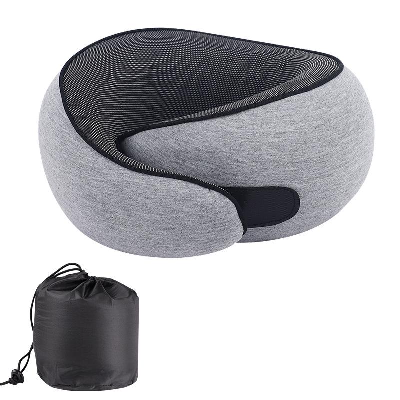 

U-Shaped Memory Foam Travel Neck Pillow - No Head Tilt Support for Airplane and Office Use 27x26x13cm