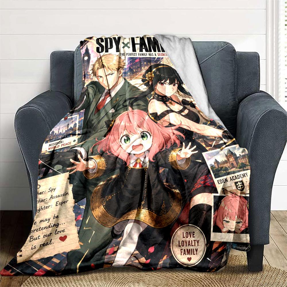 Spy x Family Anime Print Flannel Blanket High Quality Warm Comfortable Cover for All Seasons Perfect for Gifts Home Decor