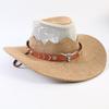 Western Cowboy Hat Men and Women Summer Breathable Sunscreen Visor Hat Big Brim Outdoor Travel Straw Top Hat