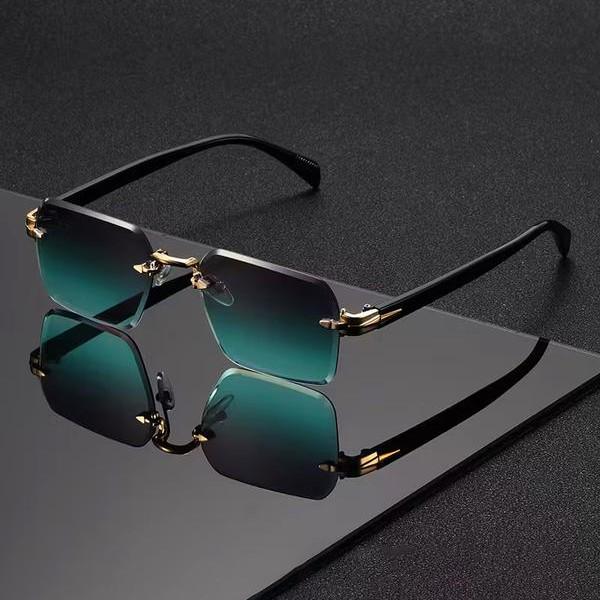 Fashionable Square Rimless Sunglasses - Lightweight Design with UV Protection and High Quality