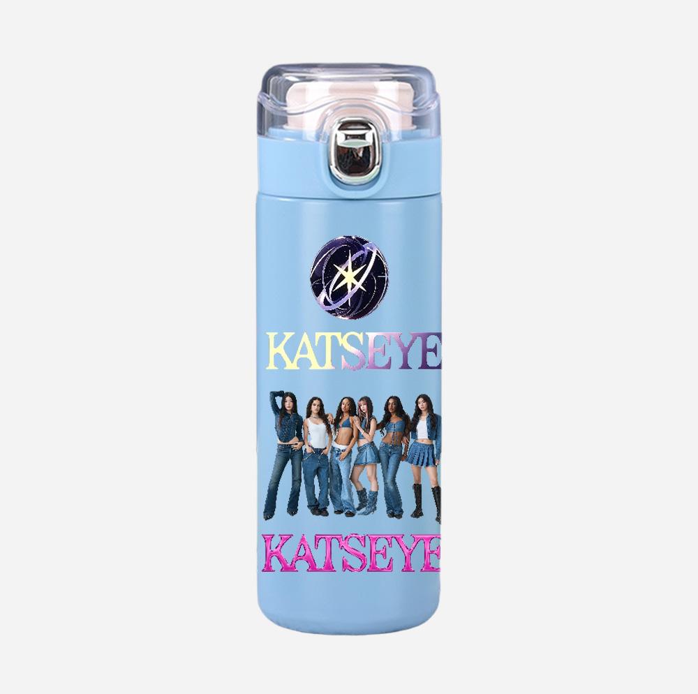400Ml Water Bottle Anime Cartoon KATSEYE Printed Thermos Cup Portable Stainless Steel Outdoor Sports Water Cup Children Kid Gift