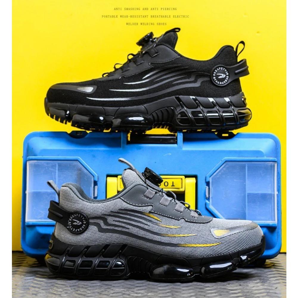 Pracovní obuv Pánská Rotační knoflíky Prodyšná síťovina Pracovní tenisky Pánská Ocelová špička Pracovní obuv Ochranná bezpečnostní obuv