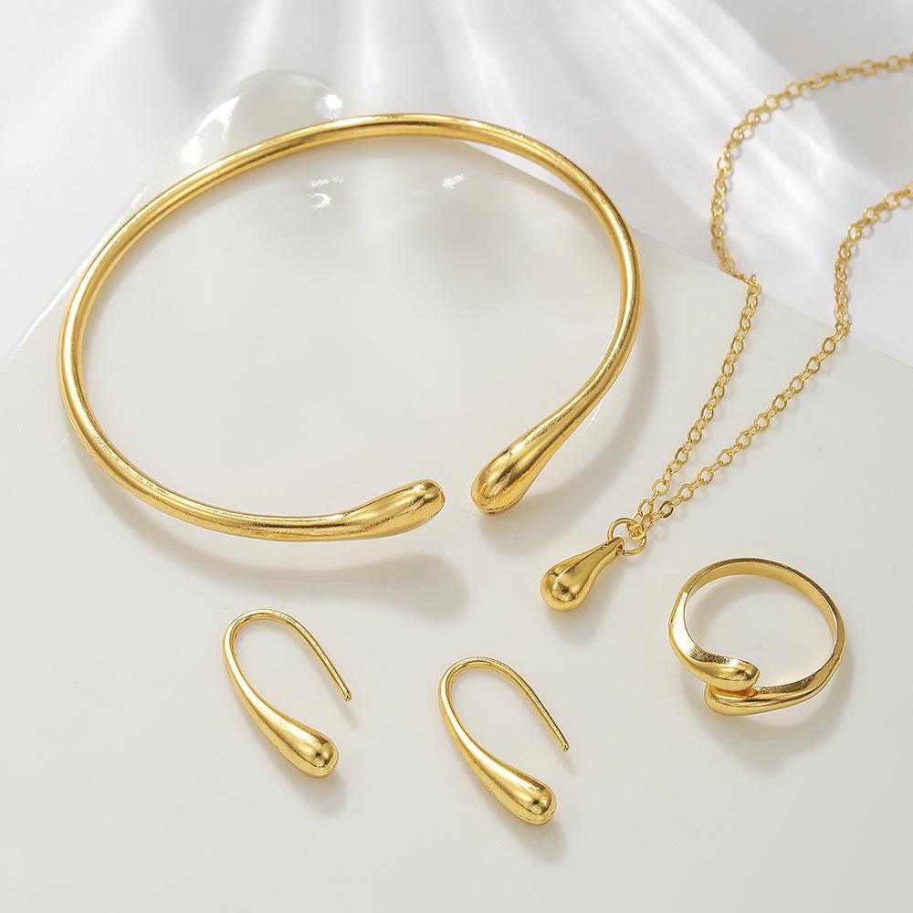 European Water Drop Jewelry Set: Necklace, Earrings, and Bracelet