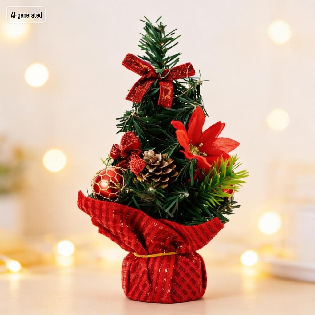 Mini 20cm Cartoon Christmas Tree Ornaments for Tabletop and Mall Decor