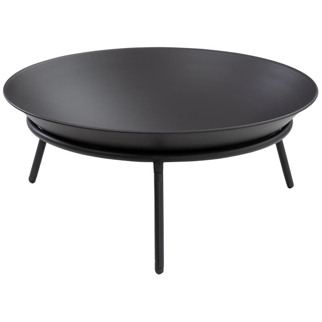 Outdoor Fire Pit Portable Round Firepit With Poker For Garden Camping Bonfire Picnic Dia 47 X 21 Cm Black