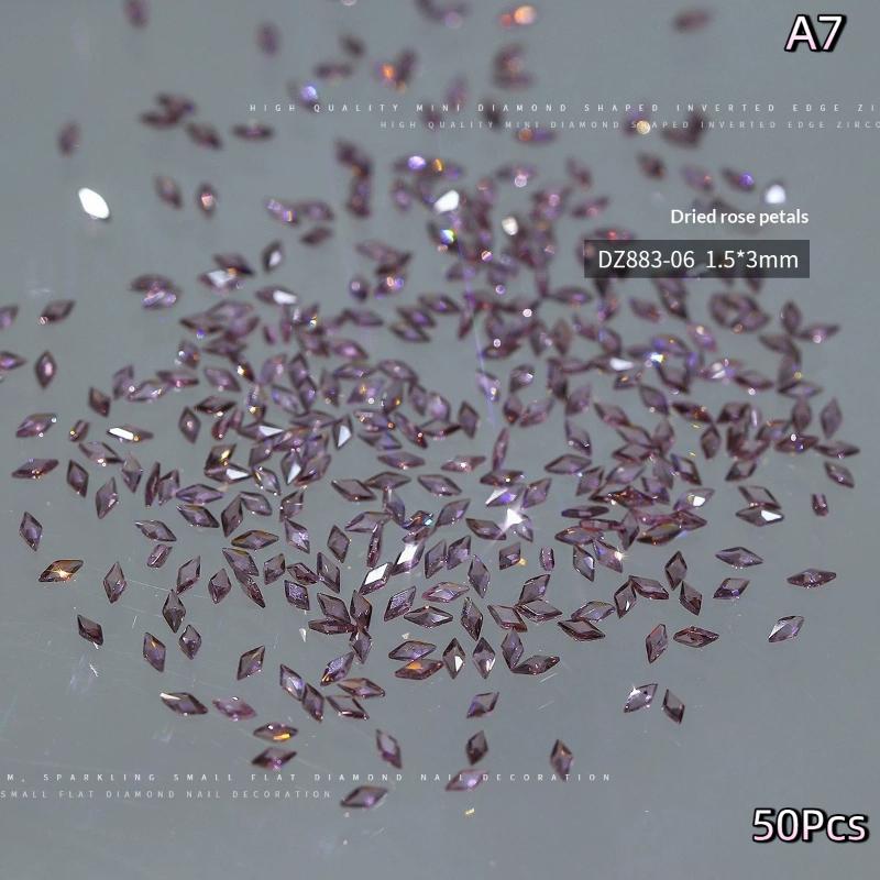 50 Pcs Colorful Rhombus Nail Charms Snowflake Nail Rhinestone Flat Bottom Stereoscopic Nail Decoration Diy Accessories