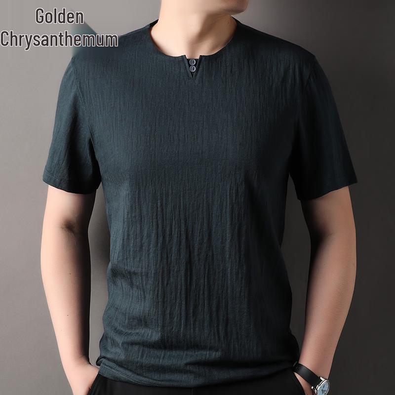 JINJU Men s Cotton Blend Round Neck Short Sleeve T-Shirt 2XL