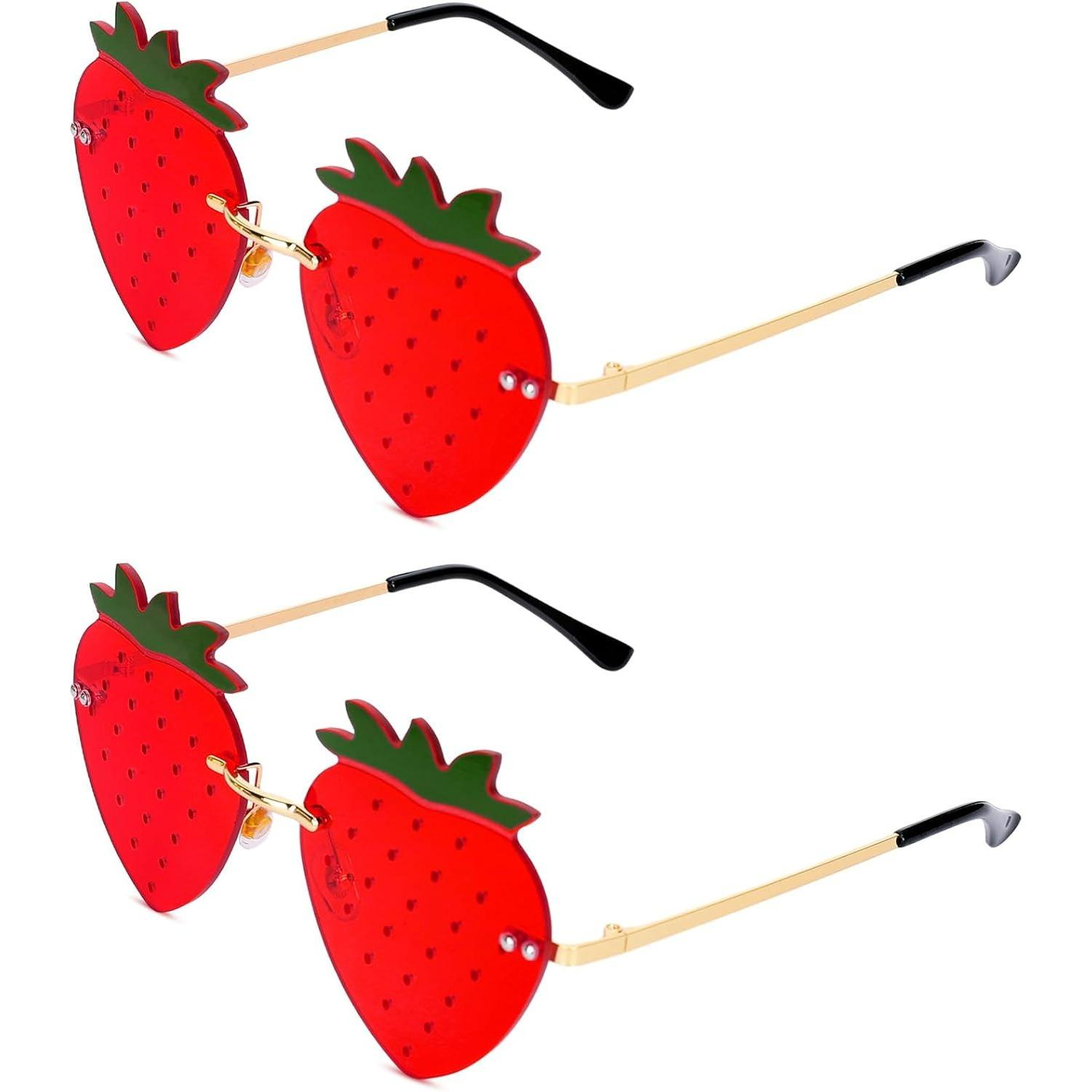 

Strawberry Shape Sunglasses Red Strawberry Rimless Sunglasses Fruit Theme Party Prom Accessories Costumes Glasses for Women Summer Holiday Birthday красный