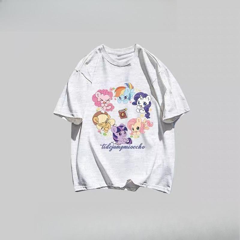 

2026 summer new Cotton shortsleeved summer clothing with cartoon Little Mermaid print stylish top for mediumsized children S