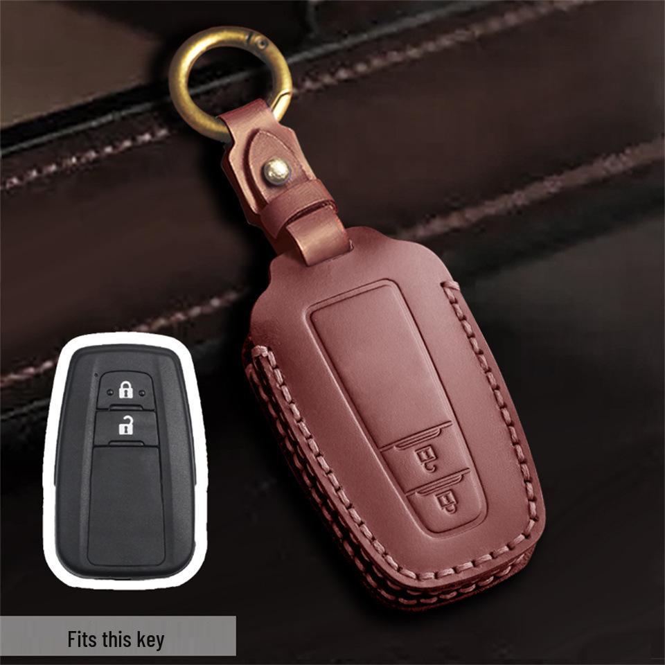 Genuine Leather Key Cover for Toyota Corolla, Camry, RAV4, Wildlander, and Asia Dragon.