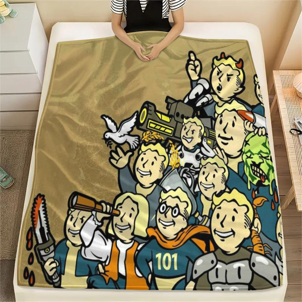 1PC Fallout Print Flannel Blanket, High quality All Seasons, Home Decor, Warmth and Comfort, Perfect for Christmas Gifts