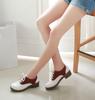 Retro Women Oxford Shoes Chunky Heel Round Toe Lace Up Leather Shoes Party Brogue Derby Shoes