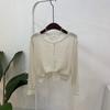 C S In The Room lInen Sheer Crop Knit Cardigan 4 ColorS