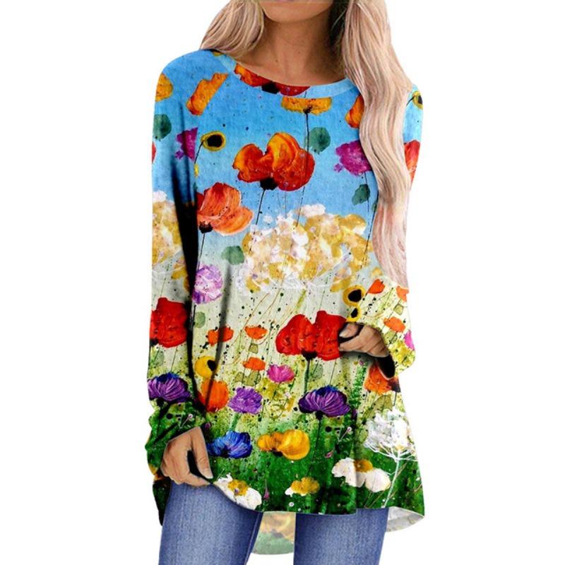

3d Printed Round Neck High Quality Loose Version Clothing Casual Women S Long Sleeve 5XL