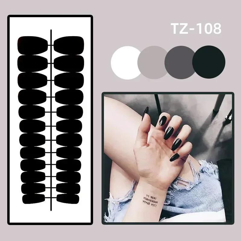 24Pcs Long Almond Press On Nails French Pink Wave Line Design Detachable Fake Fingernails Manicure Tips
