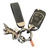 1Pcs Little Dinosaur Car Keychain Motorcycle Decoration Accessories Single Leather Woven Rope Metal Keyring Handbag Pendant