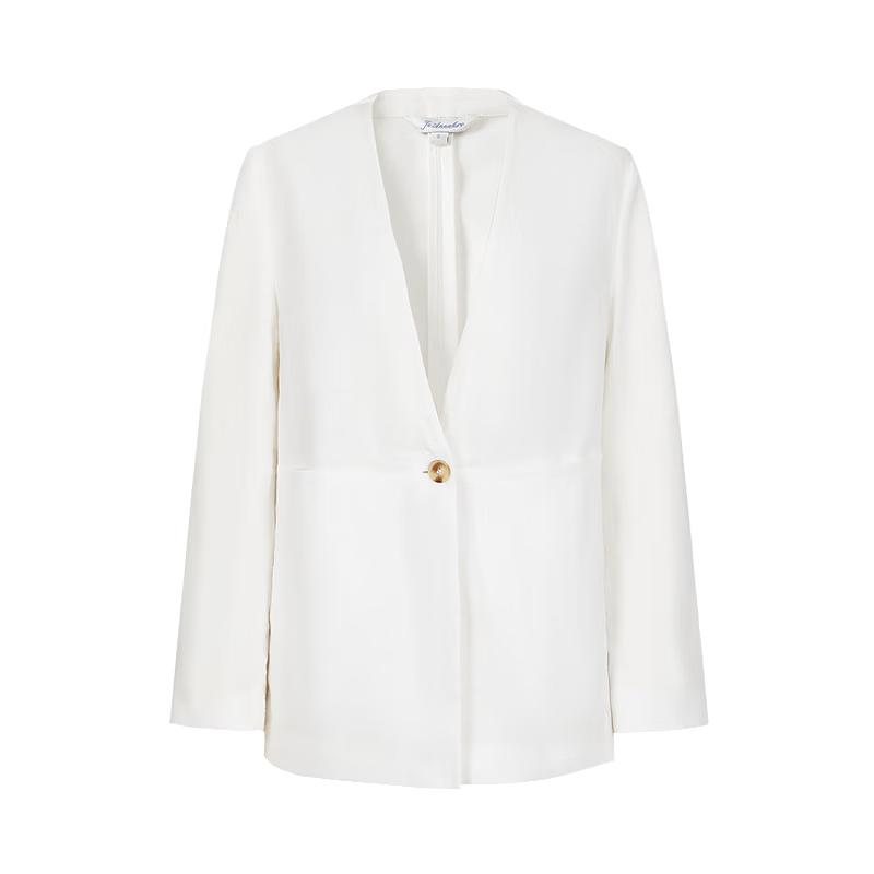 

Anna Kou Women s 100% Ramie Minimalist Mid-Length Blazer S