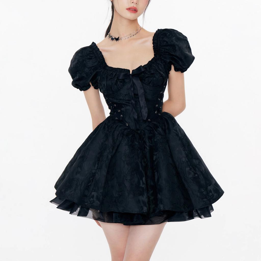 Gothic Goth Harajuku Bandage Dress Sexy Off Shoulder Lace Mesh Mini Short Dresses Party Elegant Summer Outfits