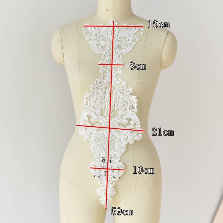 Oversized High-End Embroidered Lace High-End Cotton Thread Sequin Applique Wedding Dress Diy Applique Accessories Material