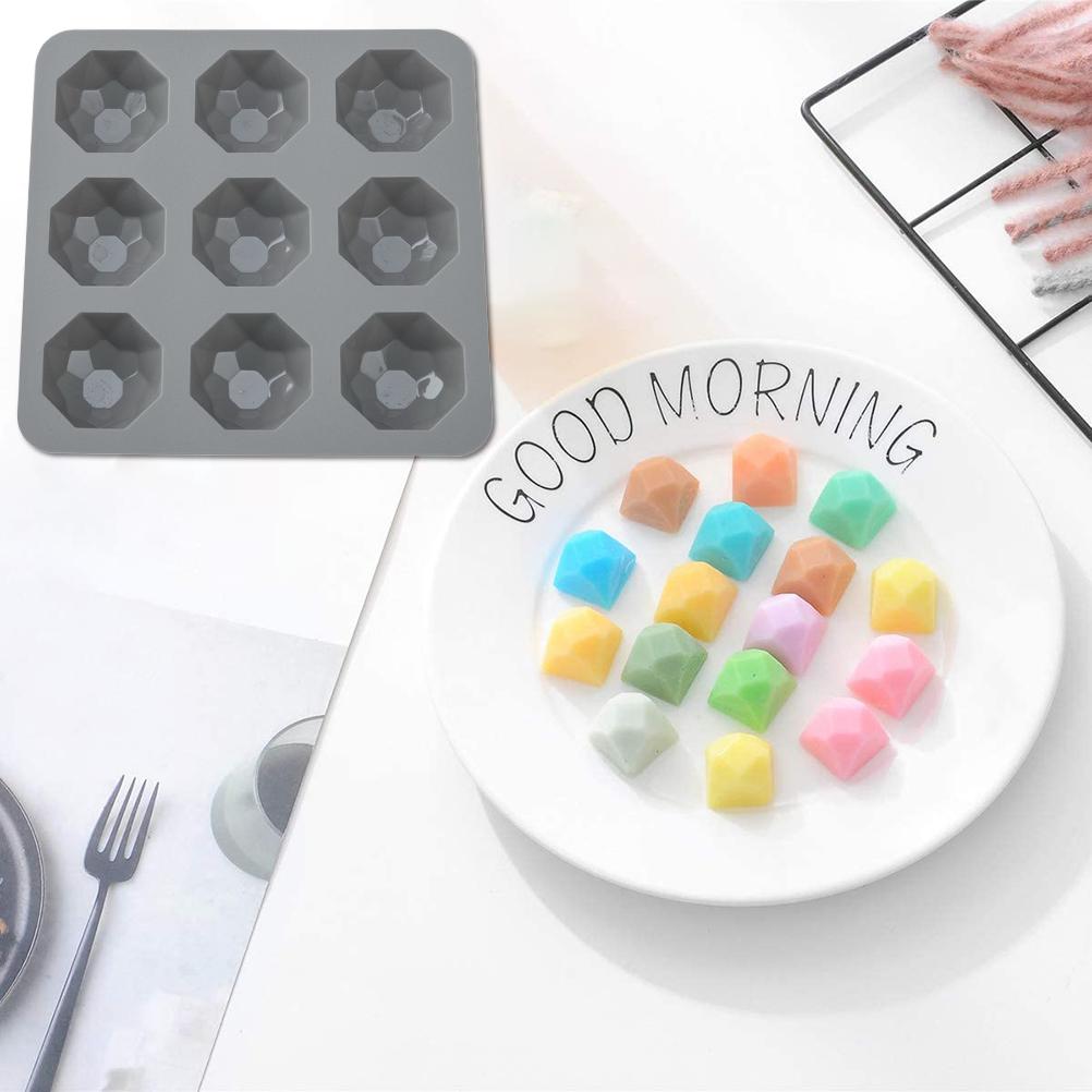 9 Cavity Diamond Silicone Cake Mold DIY Mousse Baking Pan for Dessert Grey