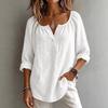 T-shirt décontracté à col en V et manches longues pour femme - Coupe ample - Pull - Haut de couleur