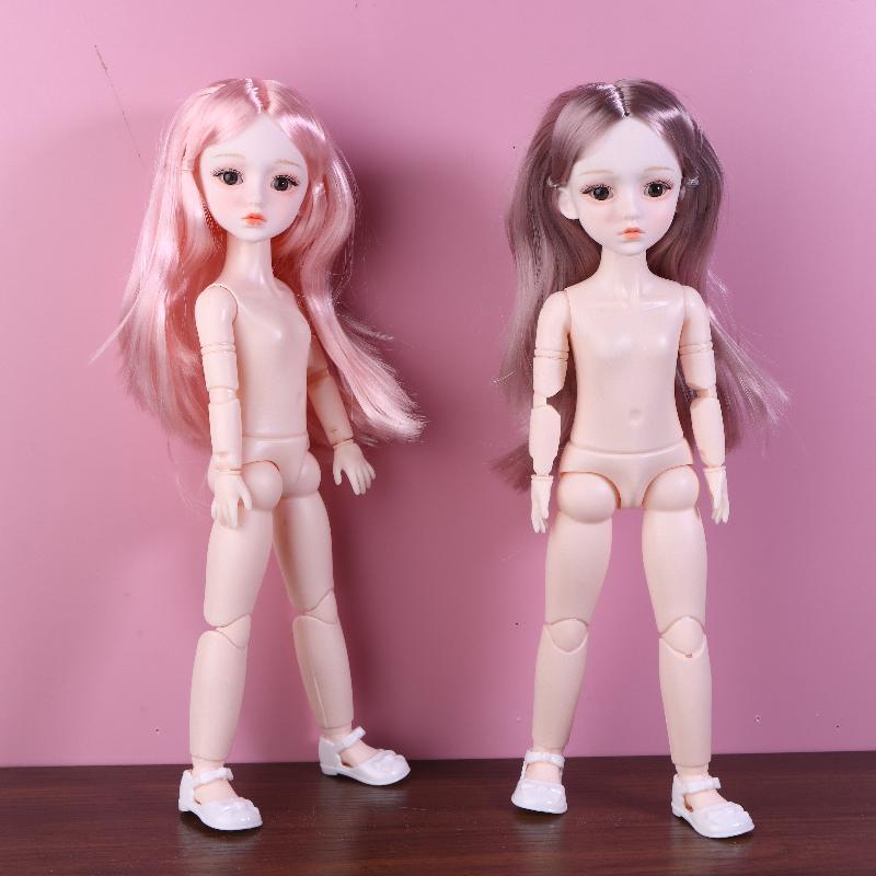 1 Set Girl Diy Dress Up Toy Lovely 1/6 30Cm Nude Dolls 3D Simulation Eye 20 Movable Joints Doll Kids Gift