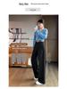 2026 Autumn/Winter Velvet High-Waisted Woolen Wide-Leg Floor-Length Pants for Women