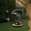 Hanging Bird Feeder Outdoor with Tray Metal for Gardeners, Garden, Patio, Balcony Blk