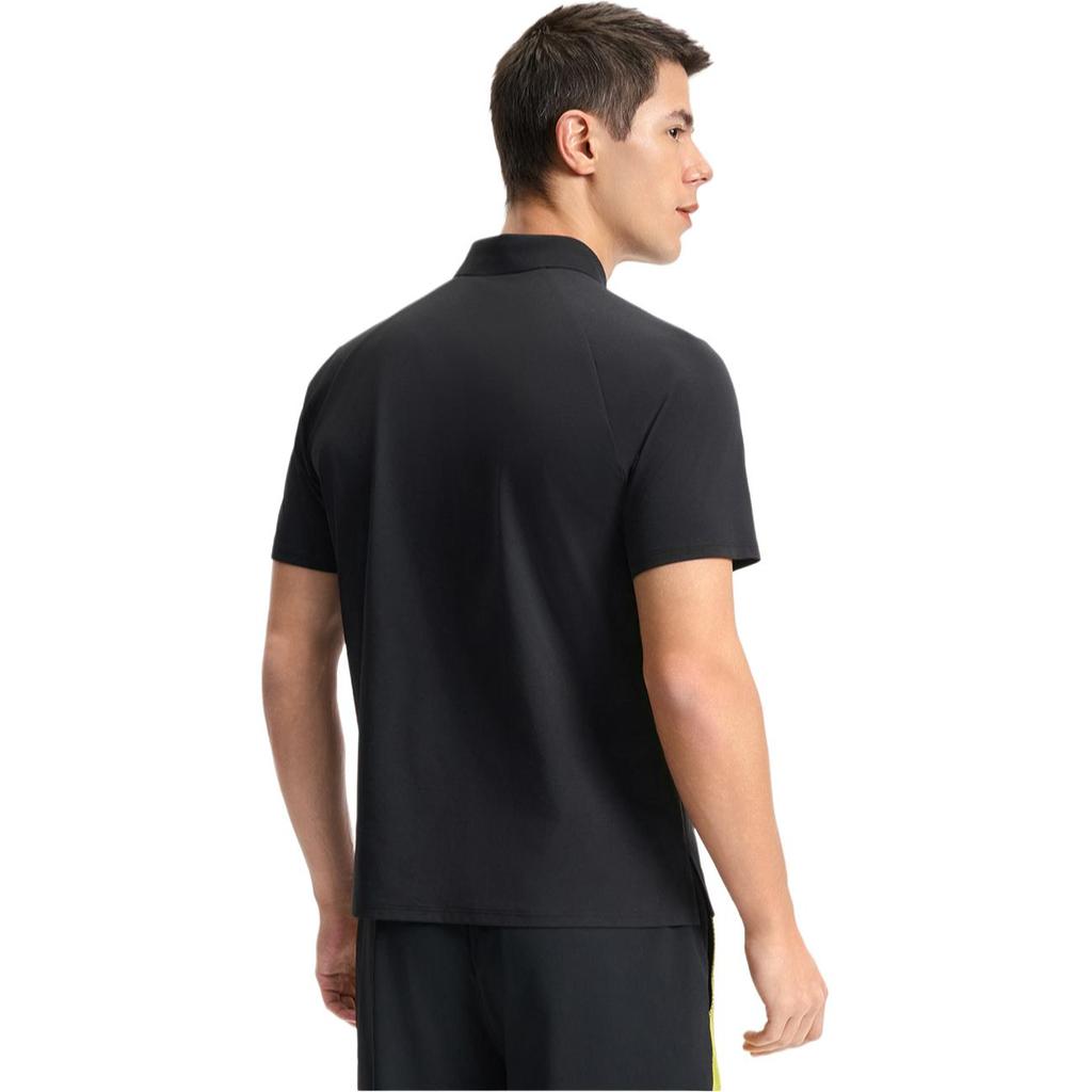 FILA Athletics Tennis Series Logo Sun Protection Knitted Short Sleeve Polo Shirt Men tops Deep-Black A11M523103F-BK