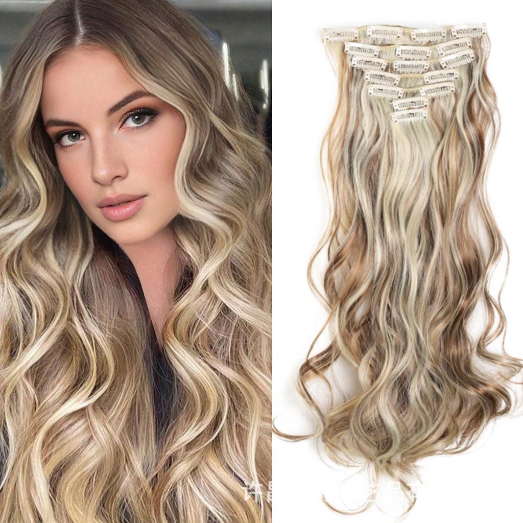 7-Piece European & American Long Curly Hair Extensions with 16 Clips