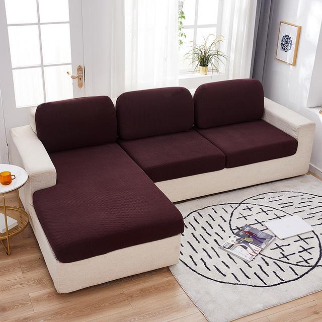 Jacquard Sofa Furniture Cushion Pad Cover Plain Color Furniture Couch Covers For Living Room Home Spandex Stretch Washable Removable Protector