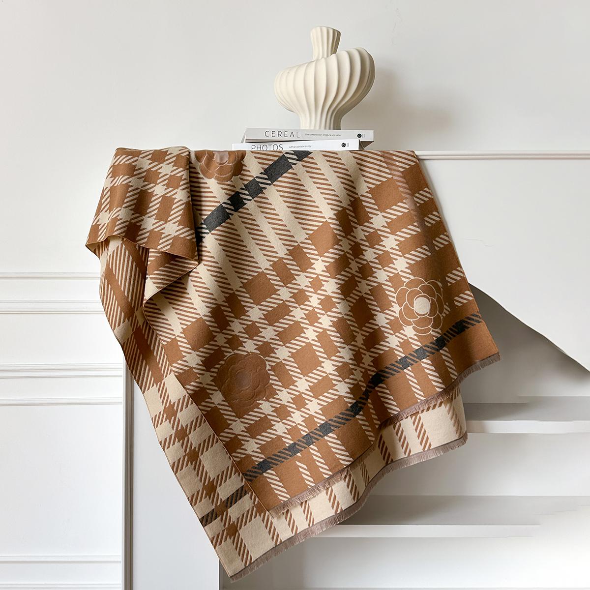 

New Luxury Brand Cashmere Camellia Scarf Winter Women Pashmina Shawls Warm Blanket Wraps Female Foulard Bandana Thick Scarves хакі