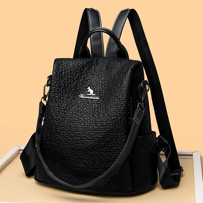 Schoolbag Kangaroo Backpack Women's 1011 New Korean Version Fashion Versatile Large Capacity Travel Backpack Lightweight Anti-School Bag
