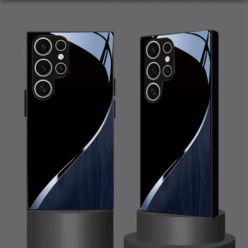 Fashion curve pattern tempered glass phone case for Samsung Galaxy S26 S25FE S25 S24 S23 S22 S21 S20 FE Ultra + Plu