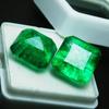 Green Emerald Pair Loose Gemstone CERTIFIED Square Cut Natural 18.12 Carat m-25 008 00H