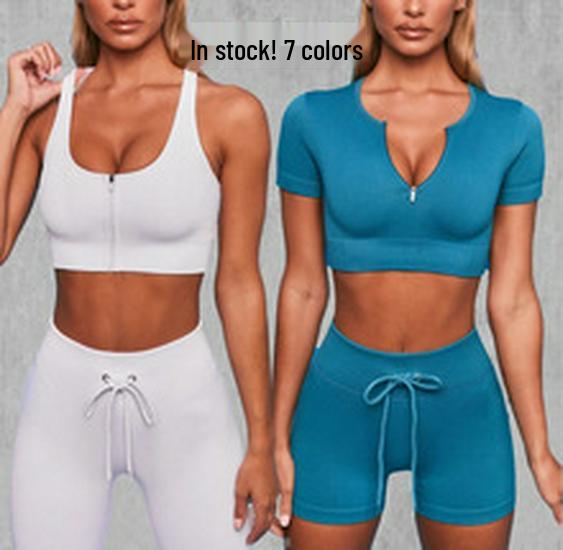 European & American Style Seamless Yoga Set: 6-Piece, Zipper Vest, High-Waist Hip-Lifting Pants, Outdoor Long Sleeve