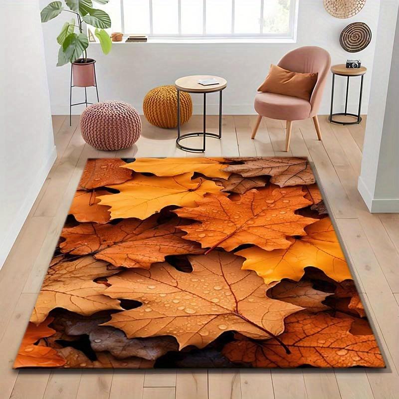 1pc Autumn Brown Maple Leaf Area Rug, Versatile Home Decor, Ideal Gift, Perfect for Bedroom Porch Indoor Corridor Dining Room