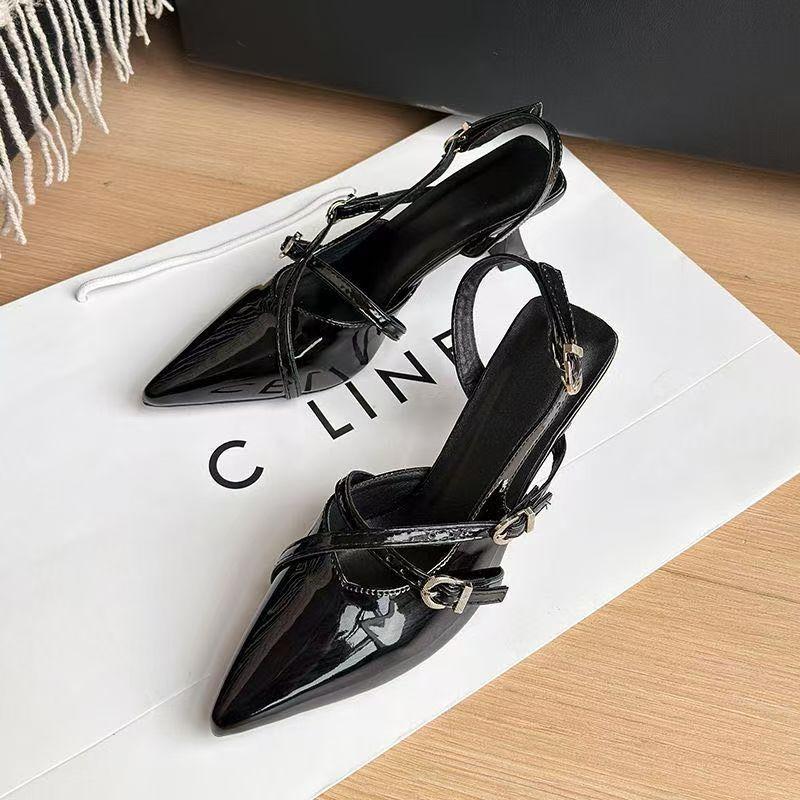 Fashion Womens's Patent Leather Shallow Mouth Pointed Stiletto  Versatile Elegant Fad Banquet Party Women's Bag Head Pumps Zapatos Mujer