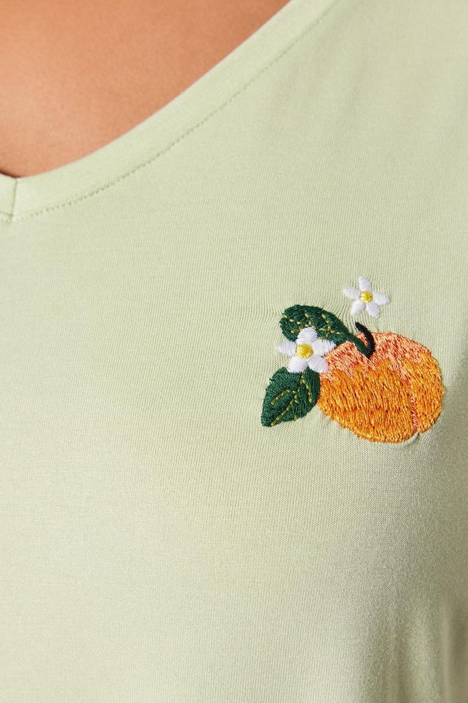 Women's Style Plus Size Mint Printed Knitted Pajama Set