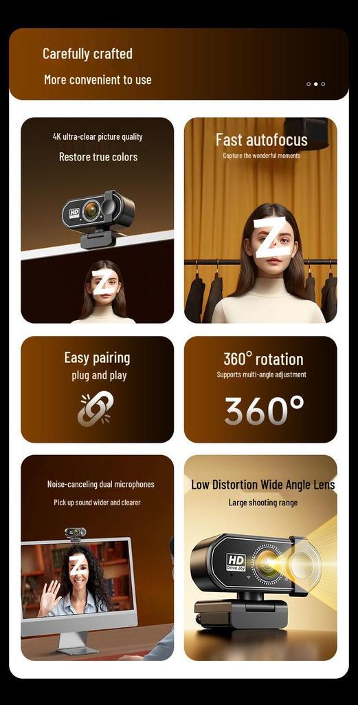 Ultra HD Webcam with USB Microphone for Online Classes & Live Streaming